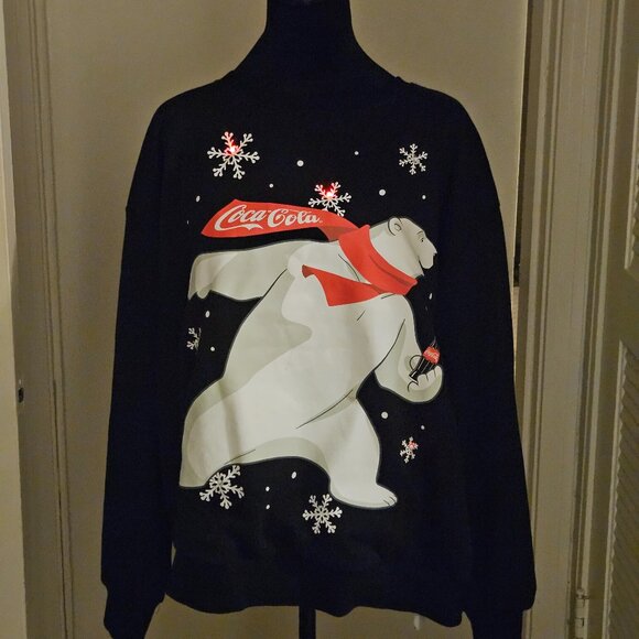 Coco Cola Light Up Christmas Polar Bear sweatshirt Size 2XL - Picture 3 of 6